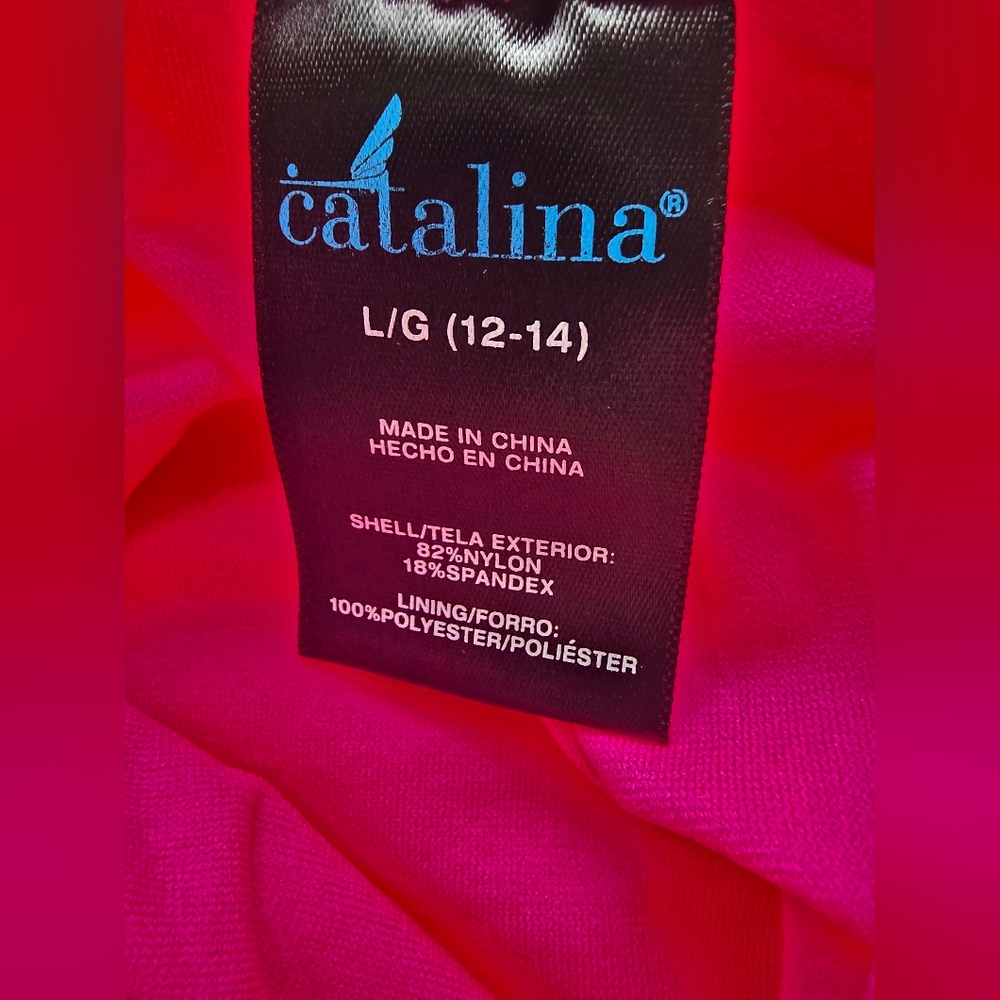 Catalina Pink Fitted Cut Out One Piece Swim Keyhole Back Side design Cruise 12 - Picture 3 of 6